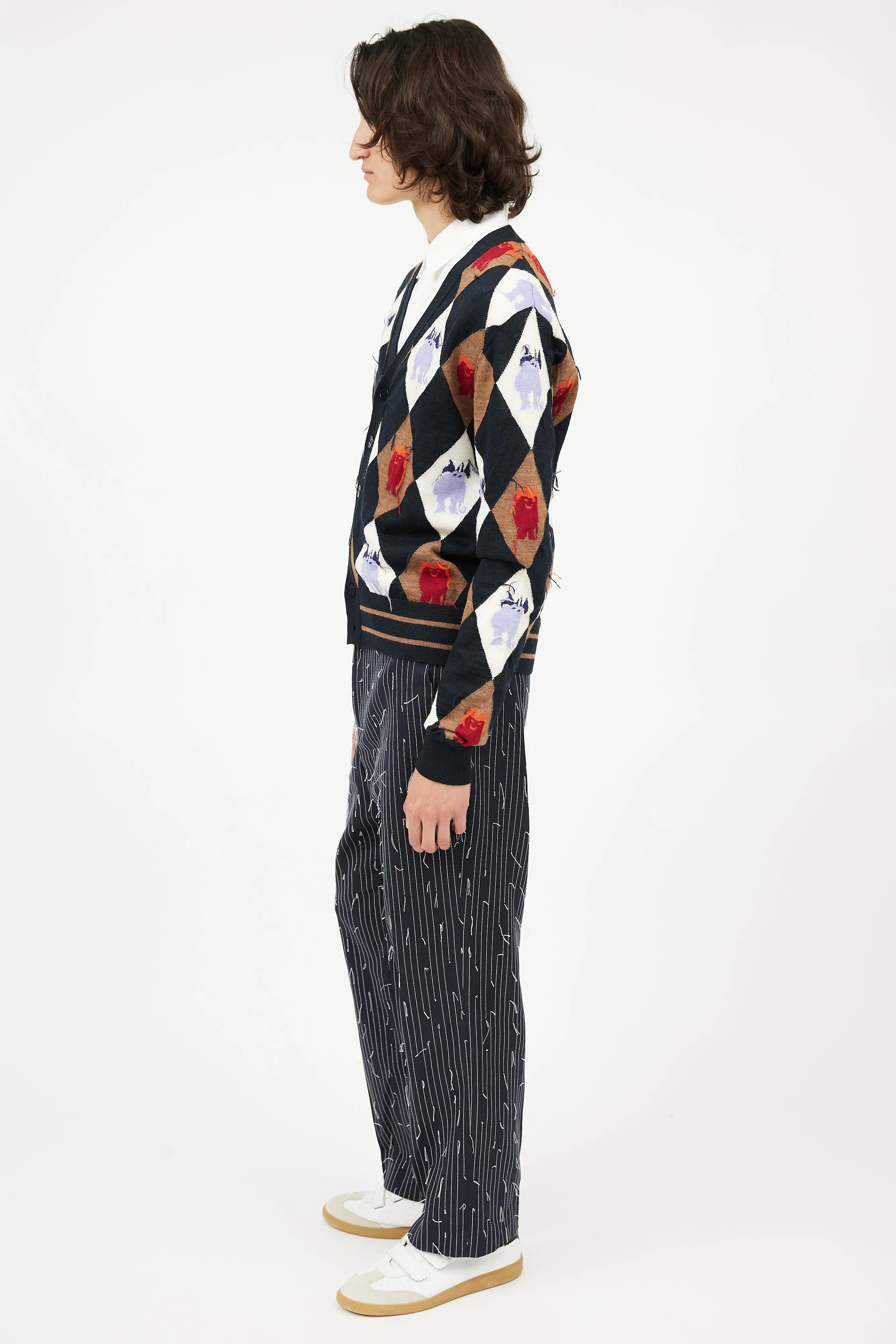 Black & Multi Argyle Intarsia Cardigan