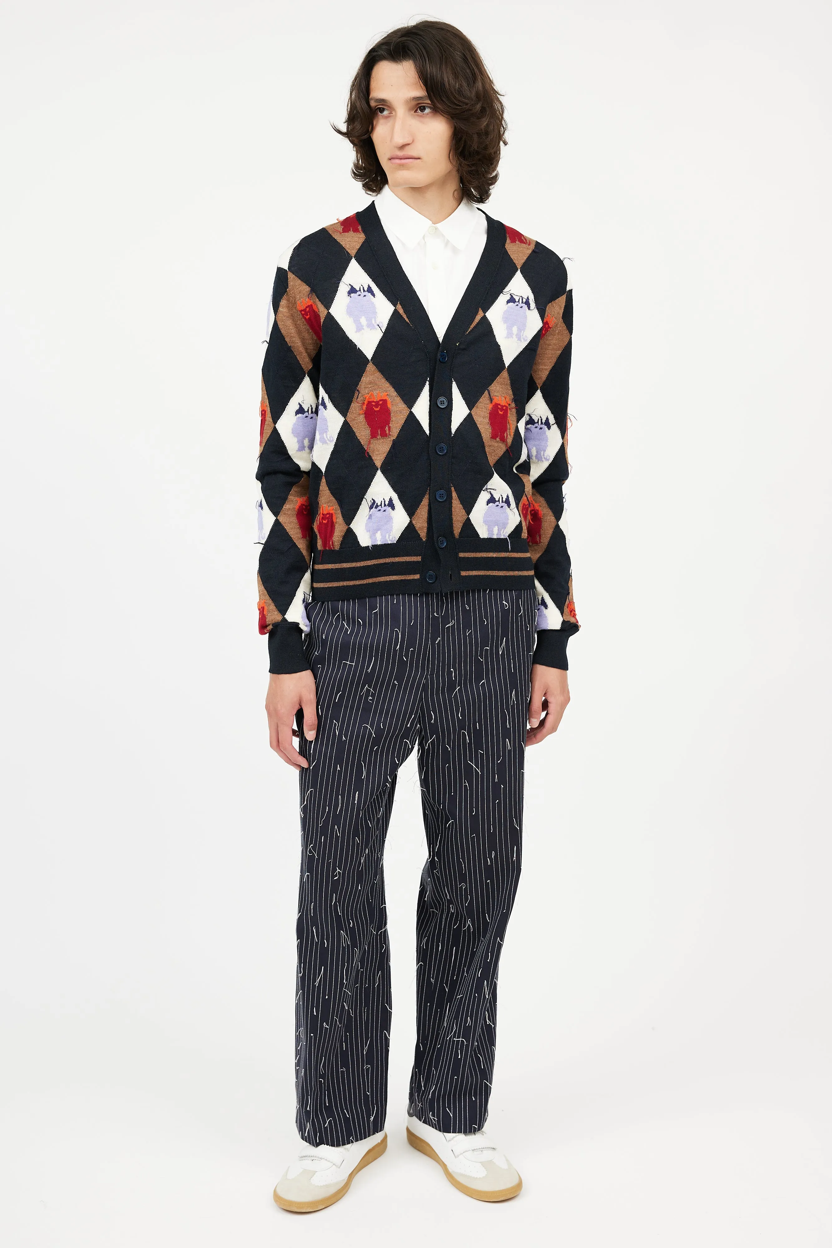 Black & Multi Argyle Intarsia Cardigan