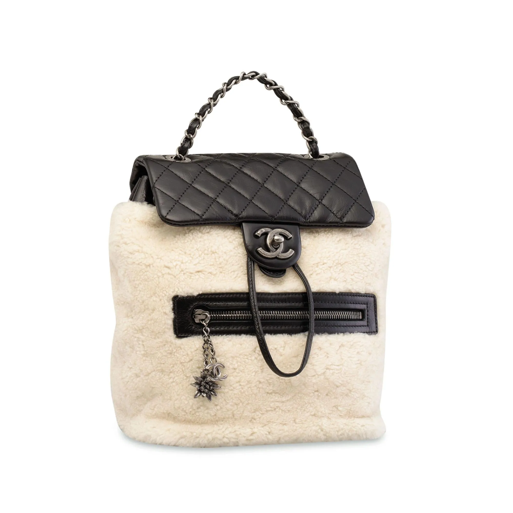 Chanel Paris-Salzburg Mountain Limited Edition Unisex Black Shearling & Calfskin Leather Backpack