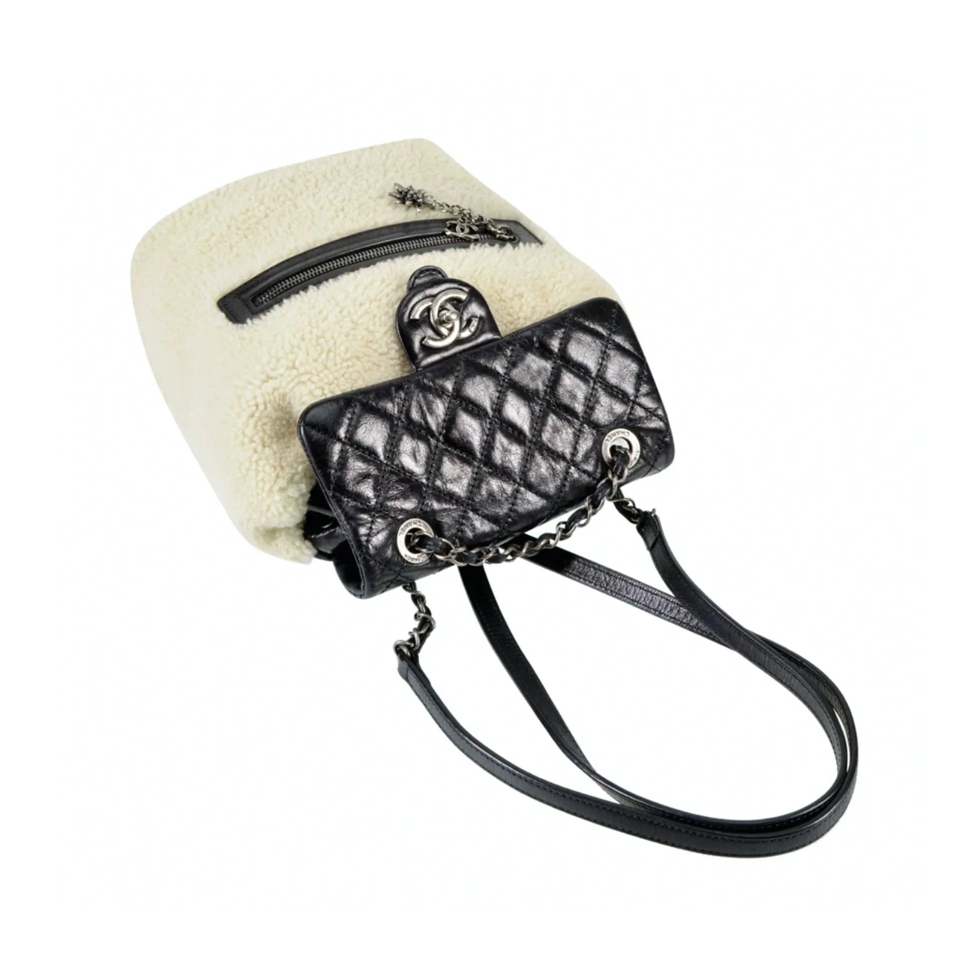 Chanel Paris-Salzburg Mountain Limited Edition Unisex Black Shearling & Calfskin Leather Backpack