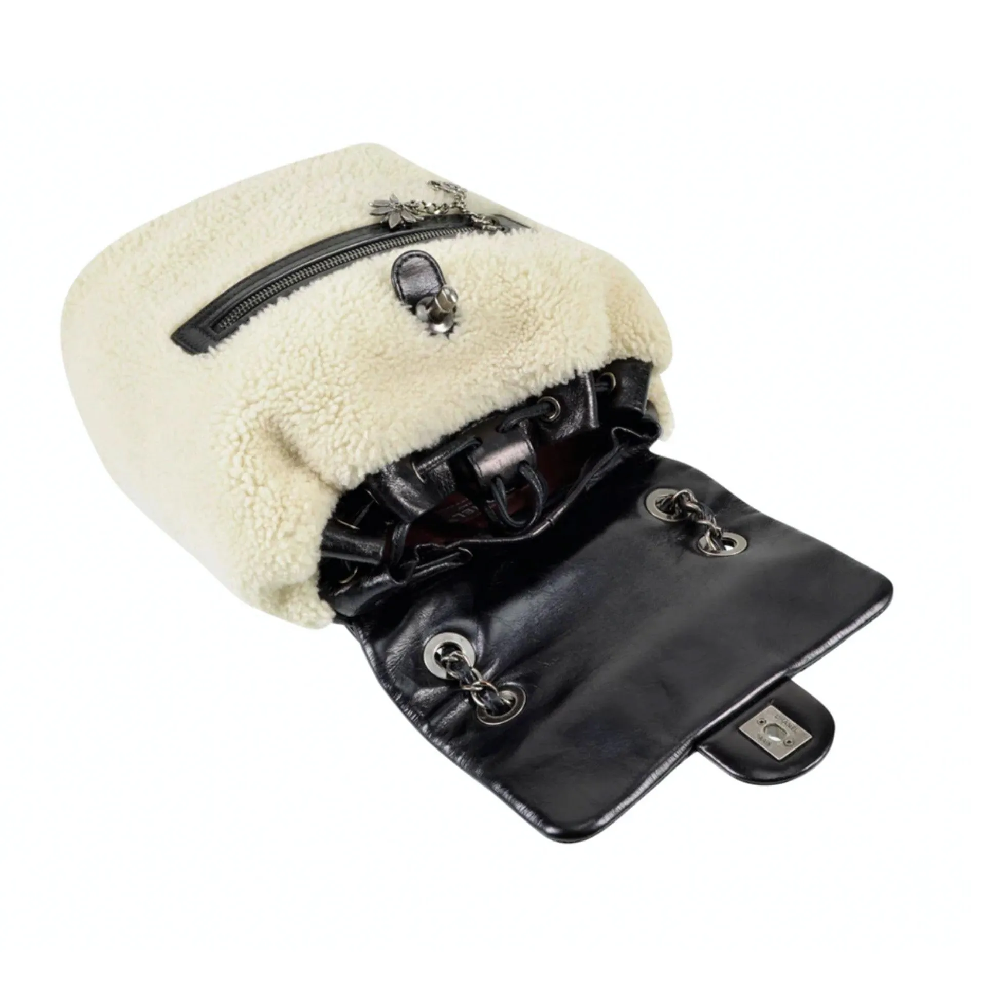 Chanel Paris-Salzburg Mountain Limited Edition Unisex Black Shearling & Calfskin Leather Backpack