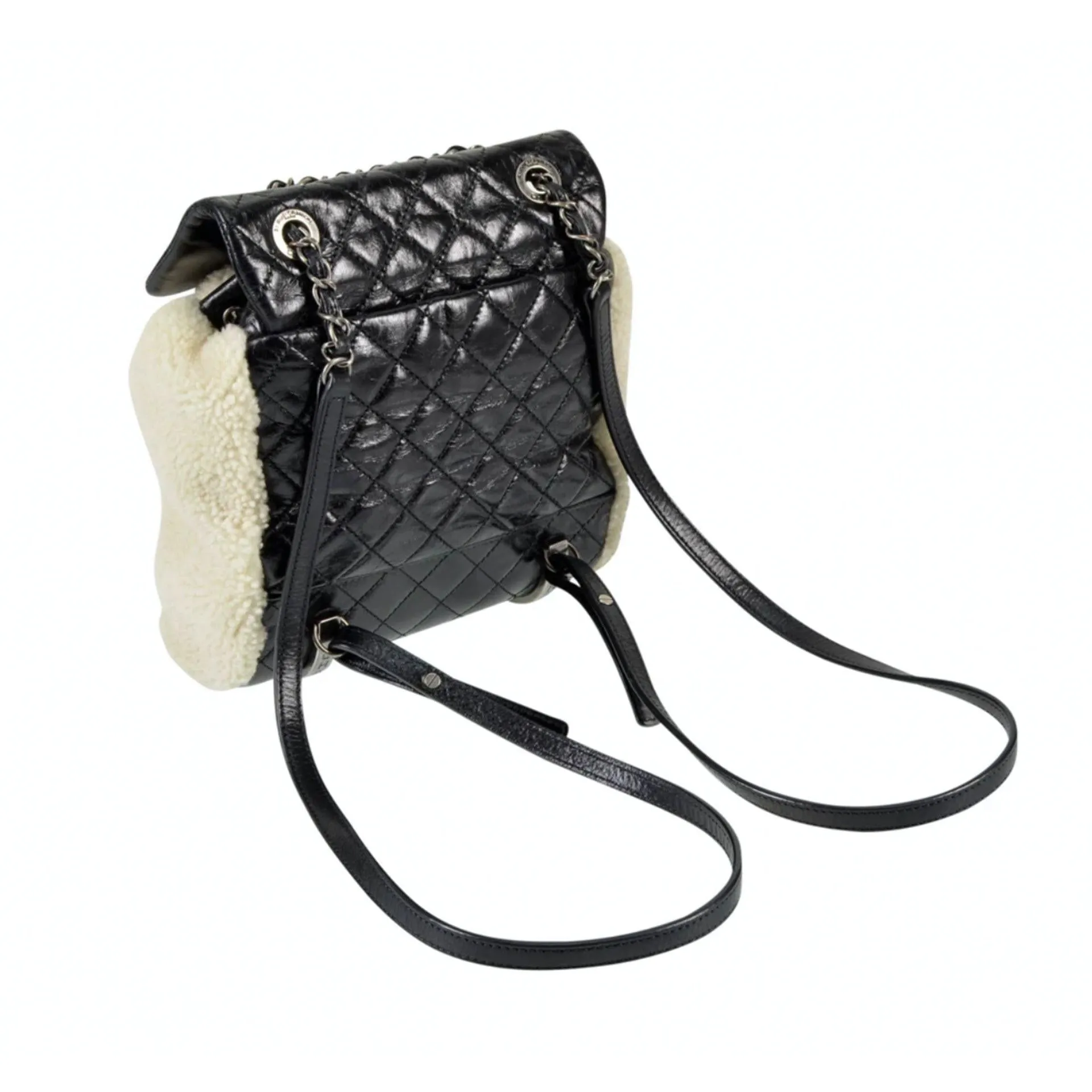 Chanel Paris-Salzburg Mountain Limited Edition Unisex Black Shearling & Calfskin Leather Backpack