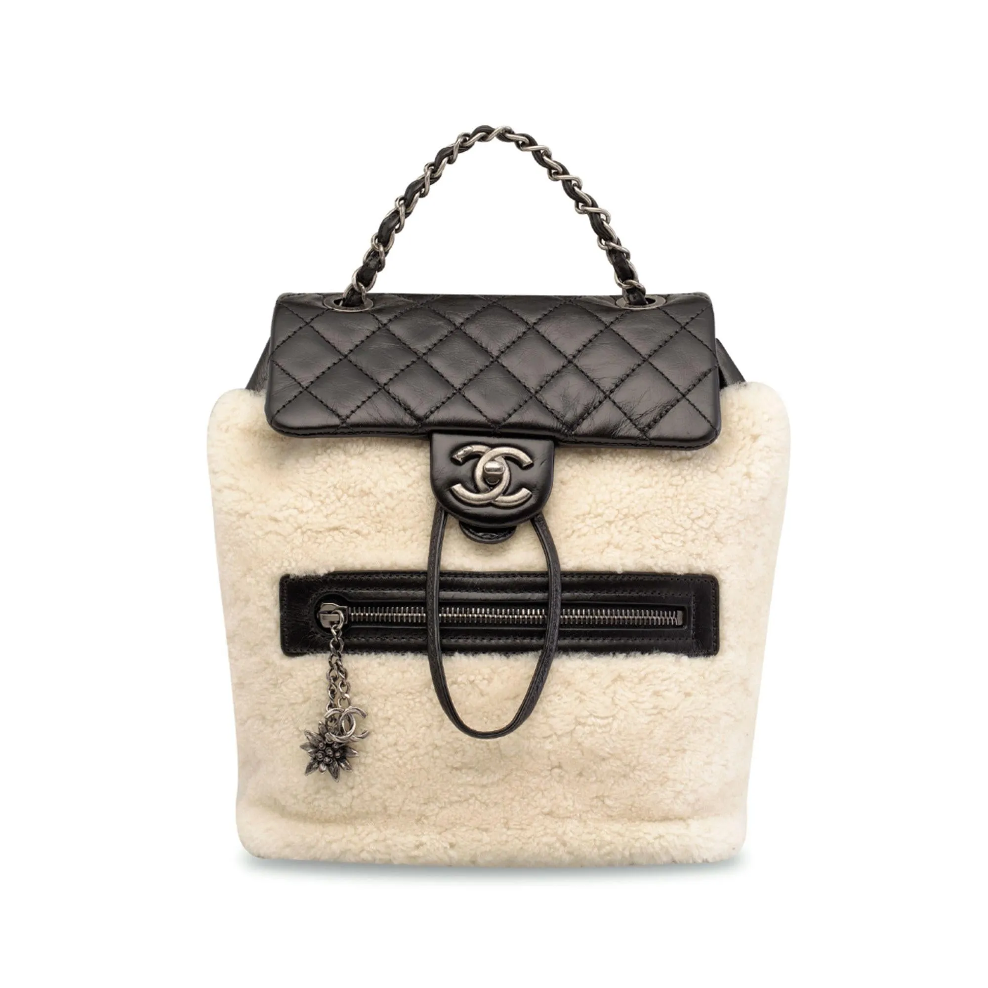Chanel Paris-Salzburg Mountain Limited Edition Unisex Black Shearling & Calfskin Leather Backpack