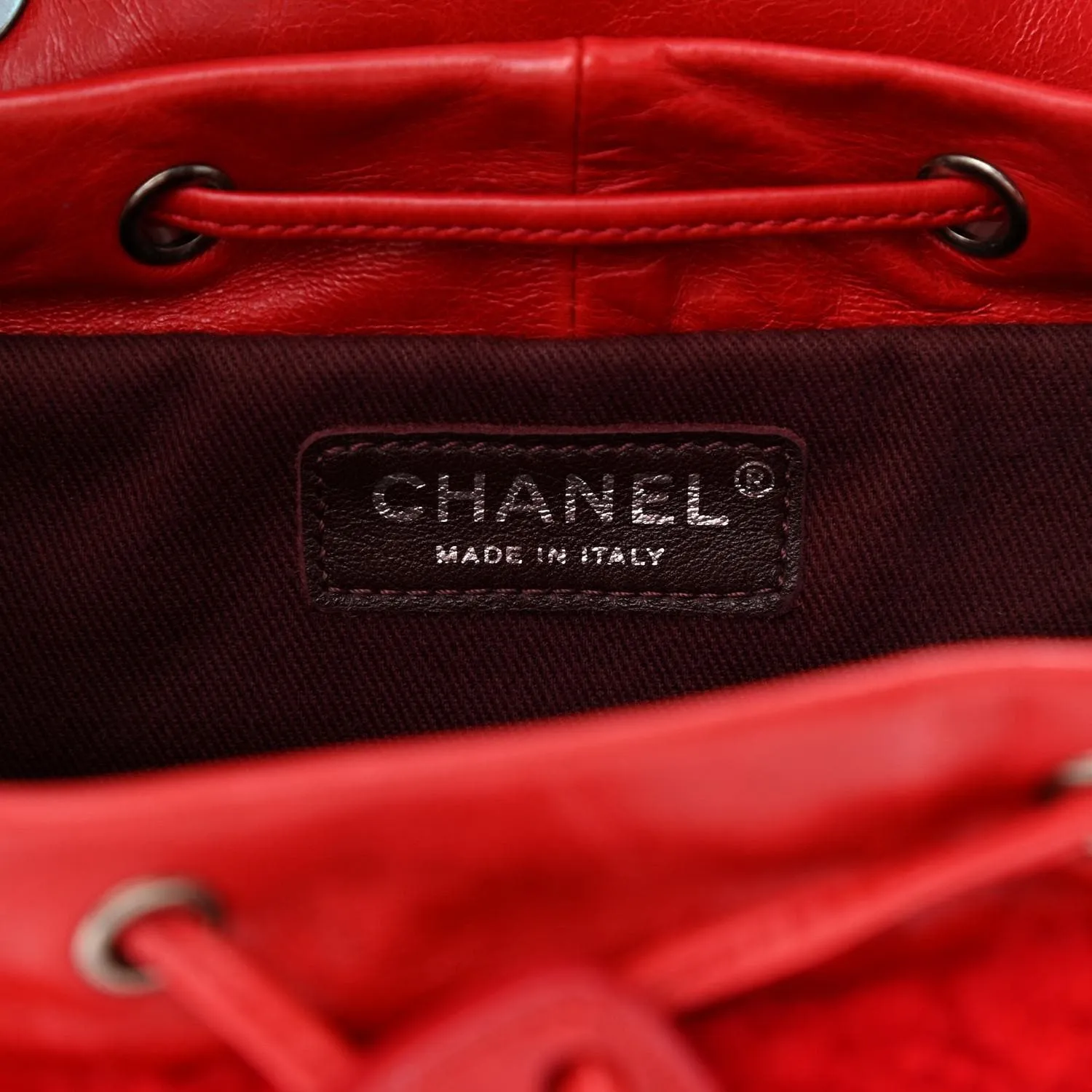 Chanel Paris-Salzburg Mountain Red Shearling Leather Rucksack Backpack