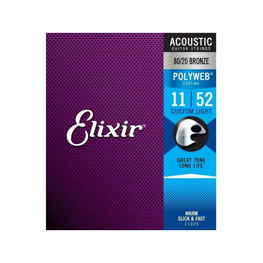 Elixir Polyweb Acoustic Strings Custom Light 11-52
