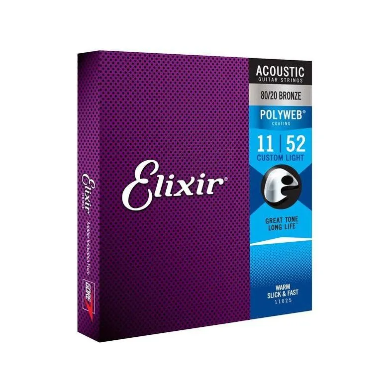 Elixir Polyweb Acoustic Strings Custom Light 11-52