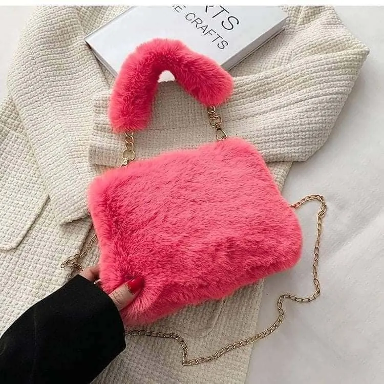 Fluffy Square Fur Bag for Girls