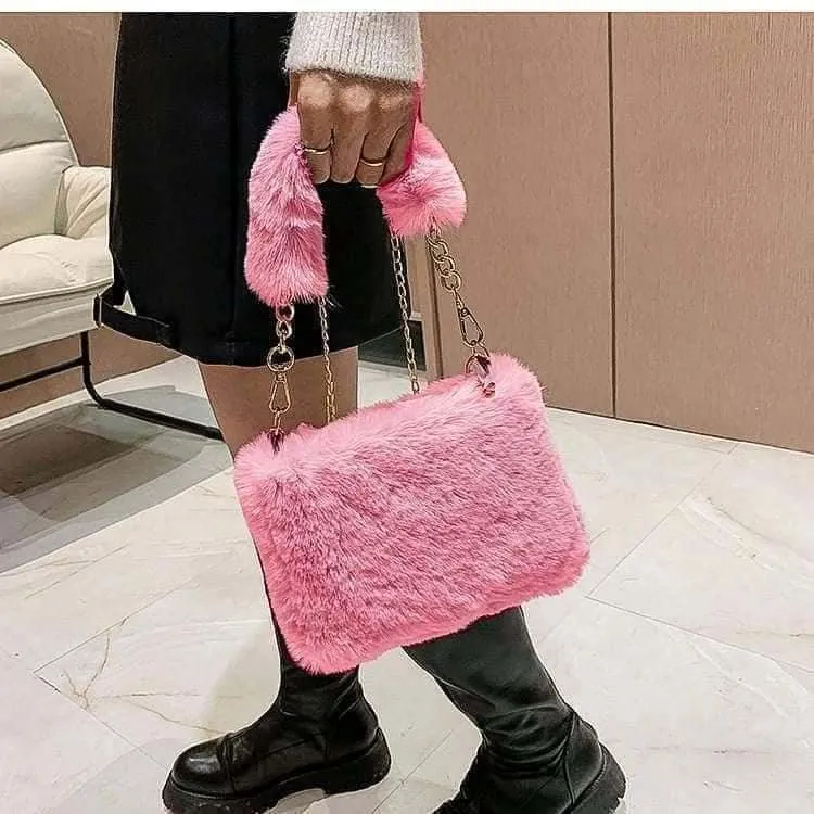 Fluffy Square Fur Bag for Girls