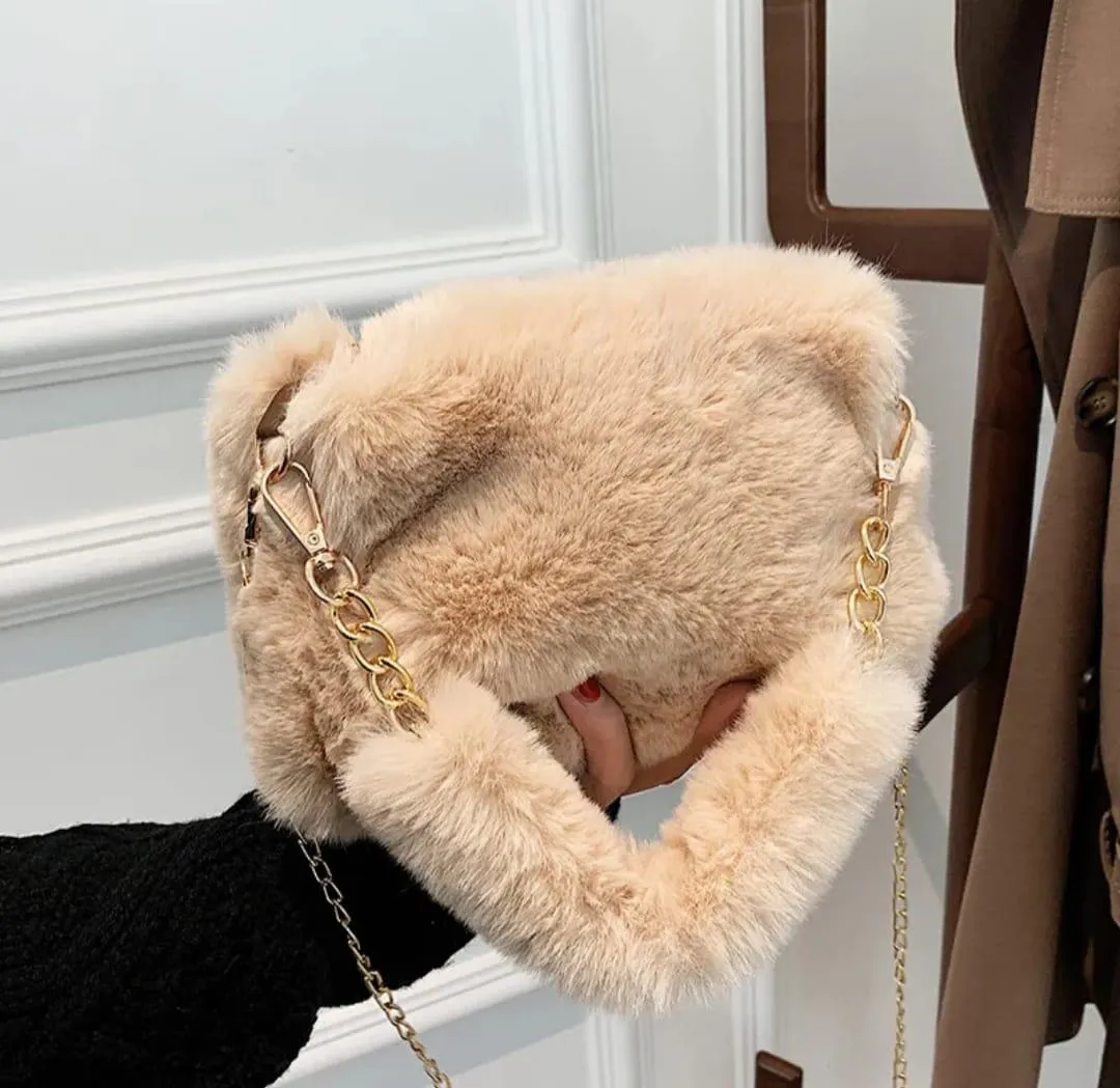 Fluffy Square Fur Bag for Girls