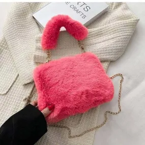 Fluffy Square Fur Bag for Girls
