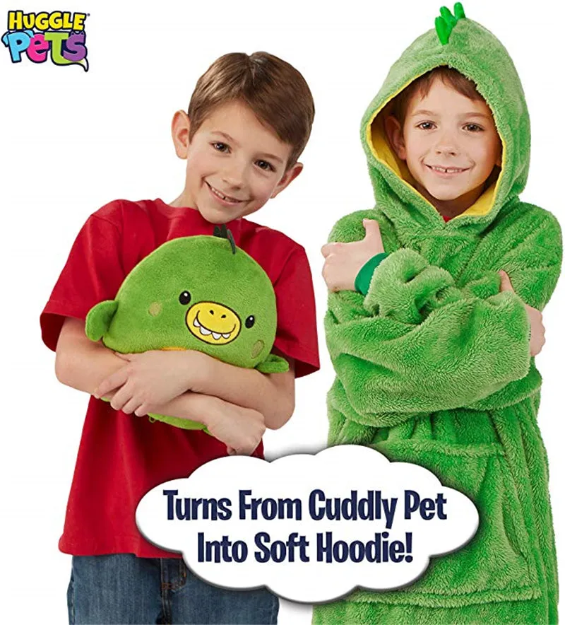 Huggle Pets Hoodie Dinosaur Hooded Sweatshirt Warm Winter Hooded Coats Bathrobe Fleece Pullover For Children For Christmas Gift