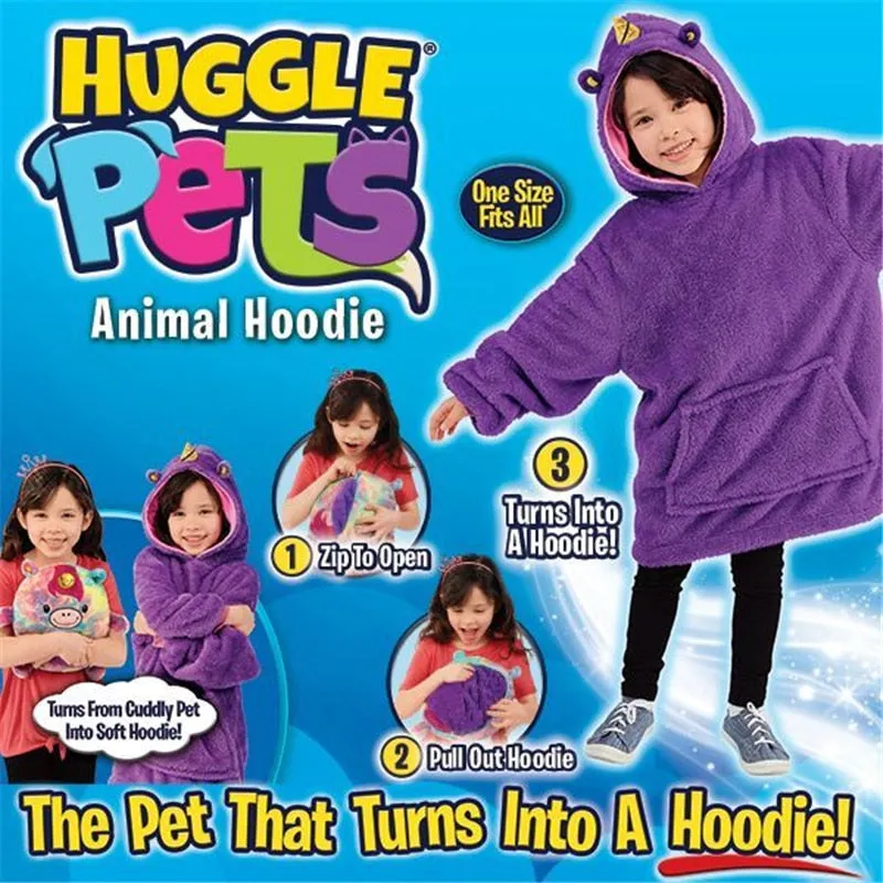 Huggle Pets Hoodie Dinosaur Hooded Sweatshirt Warm Winter Hooded Coats Bathrobe Fleece Pullover For Children For Christmas Gift