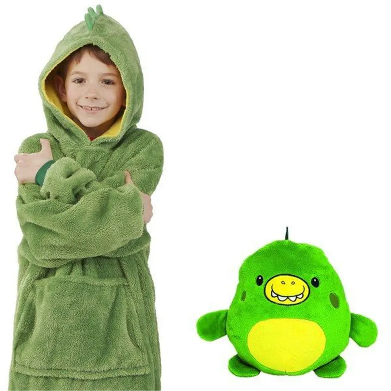 Huggle Pets Hoodie Dinosaur Hooded Sweatshirt Warm Winter Hooded Coats Bathrobe Fleece Pullover For Children For Christmas Gift