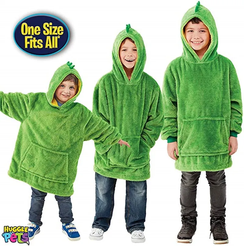 Huggle Pets Hoodie Dinosaur Hooded Sweatshirt Warm Winter Hooded Coats Bathrobe Fleece Pullover For Children For Christmas Gift