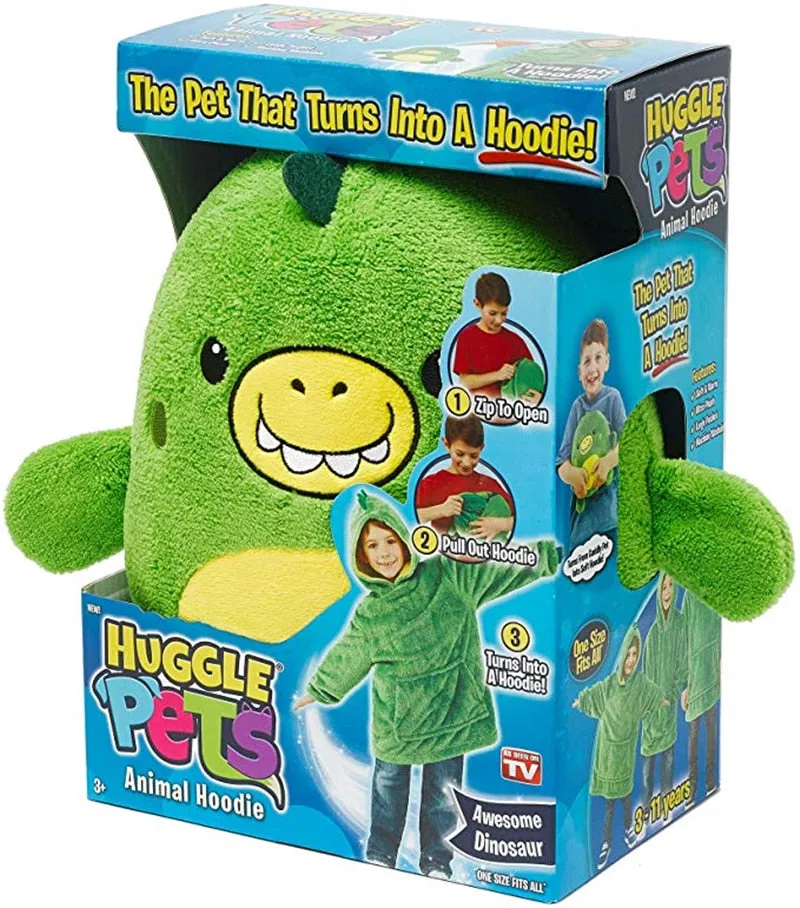 Huggle Pets Hoodie Dinosaur Hooded Sweatshirt Warm Winter Hooded Coats Bathrobe Fleece Pullover For Children For Christmas Gift