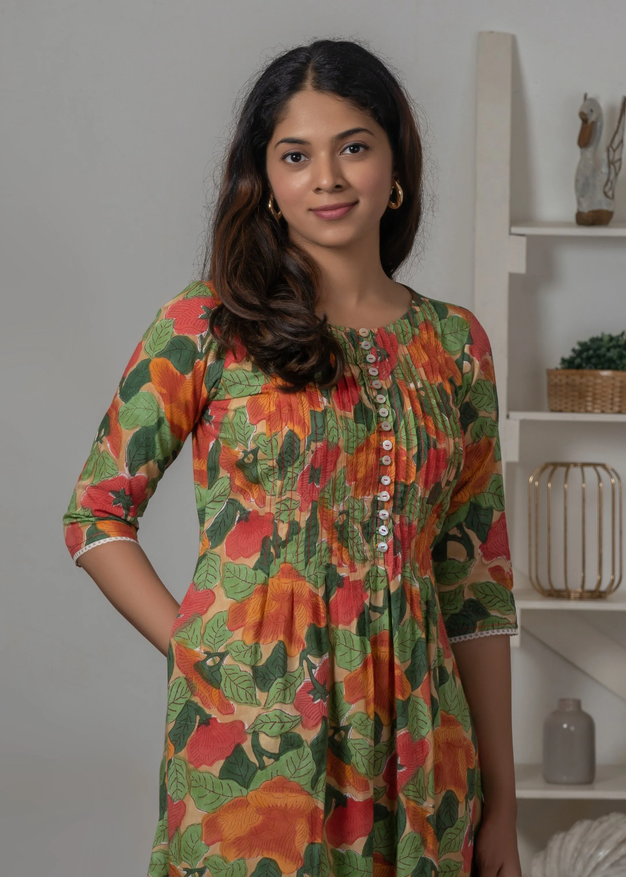 Multi-Colour Floral Printed kurtha