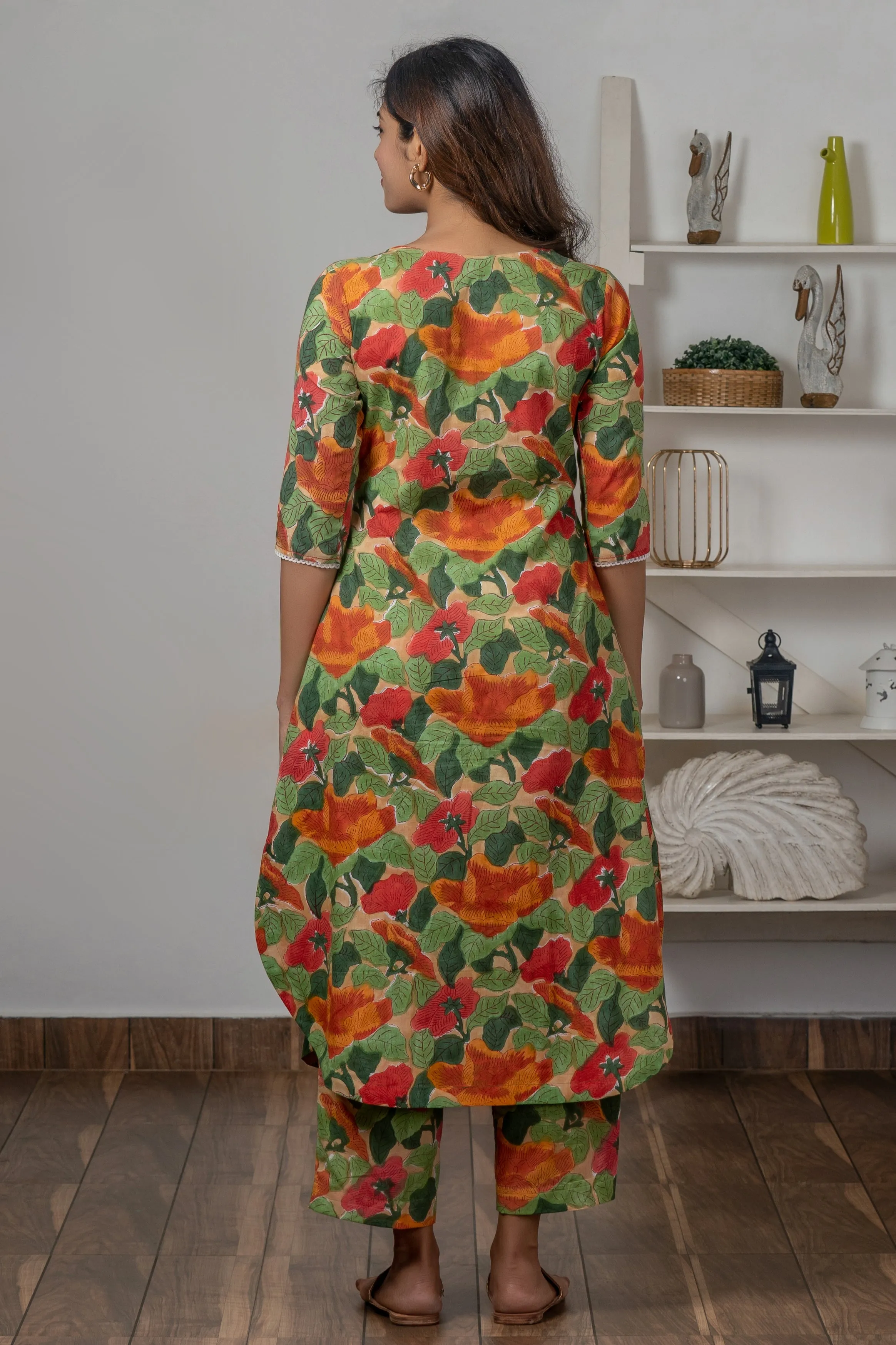 Multi-Colour Floral Printed kurtha