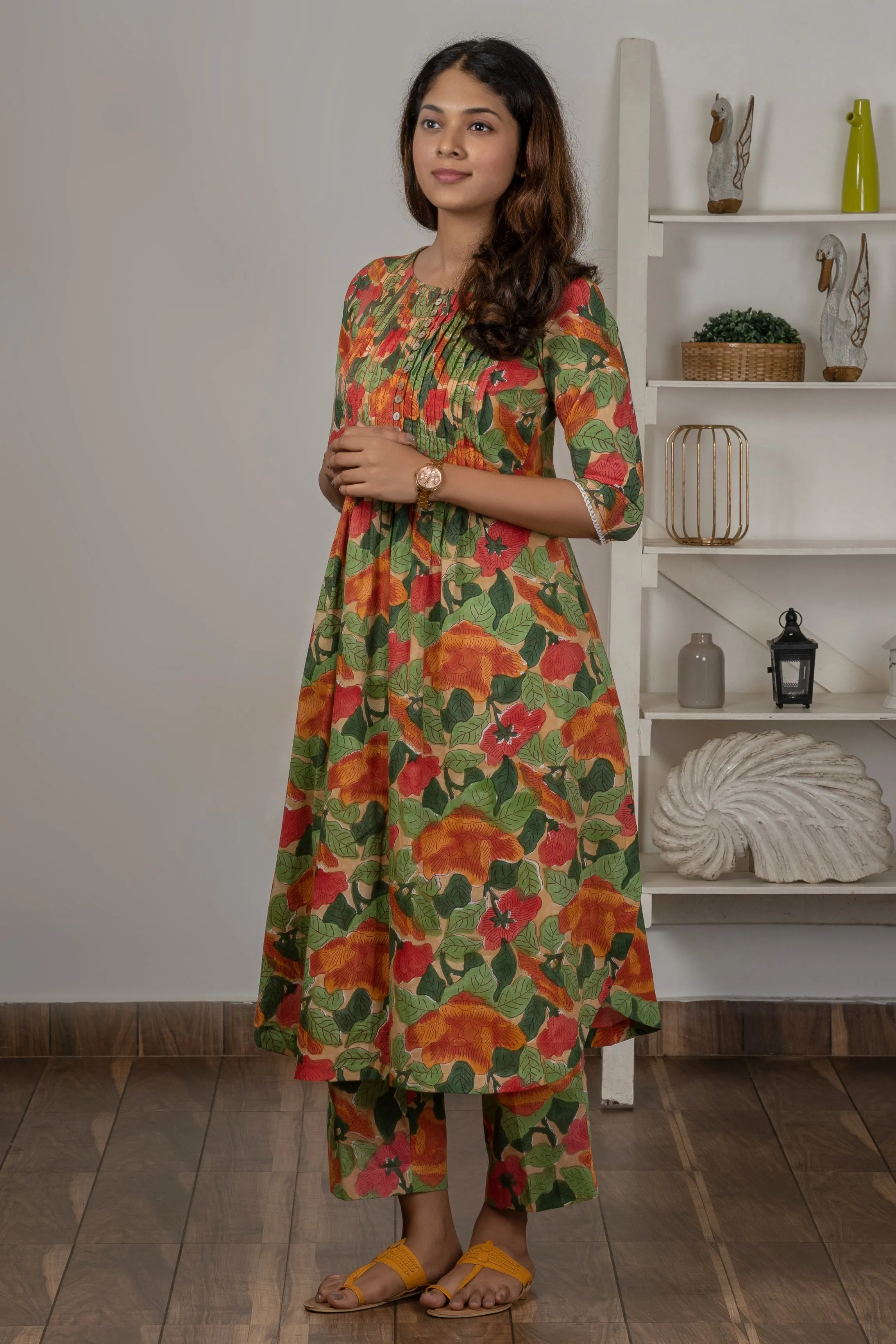 Multi-Colour Floral Printed kurtha