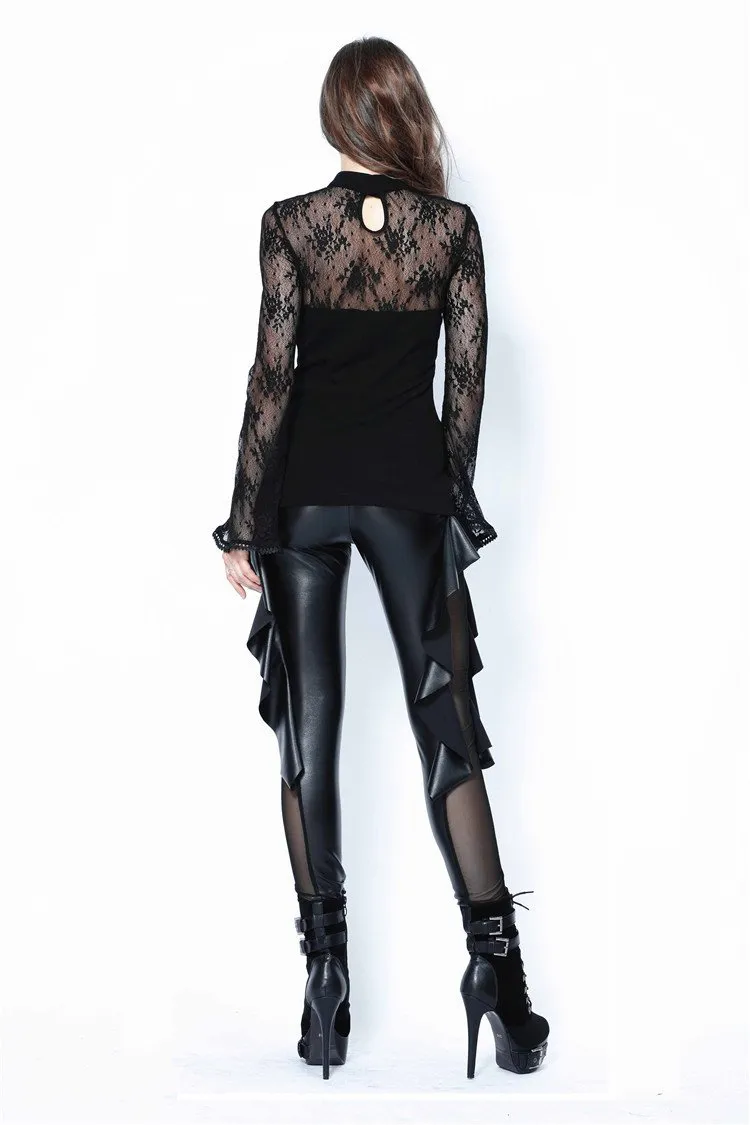 Punk sexy pleated side legging pants PW081