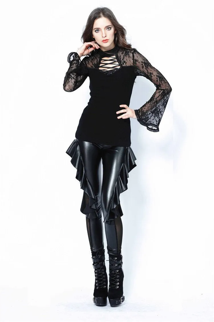Punk sexy pleated side legging pants PW081