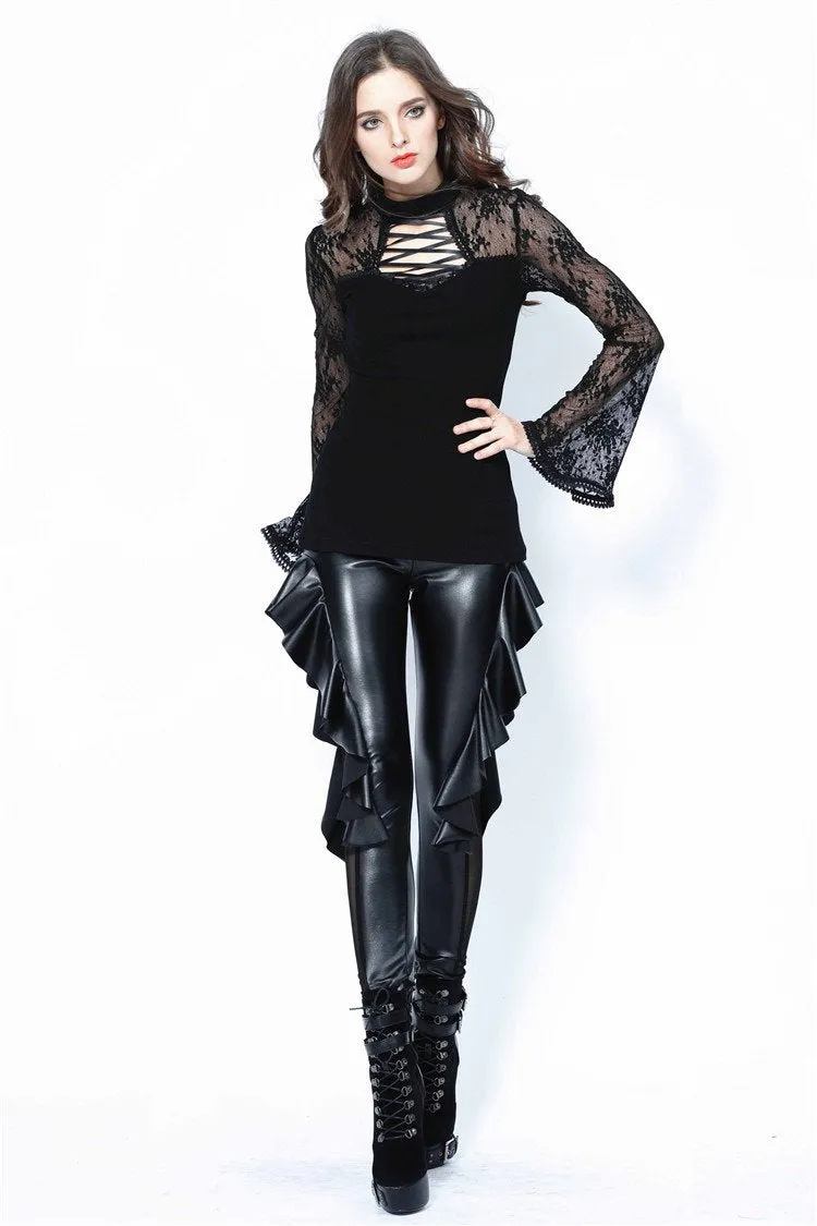 Punk sexy pleated side legging pants PW081