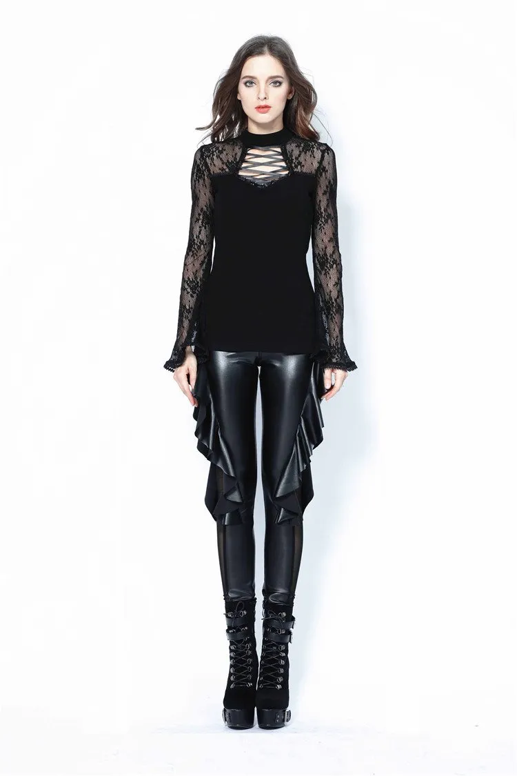 Punk sexy pleated side legging pants PW081