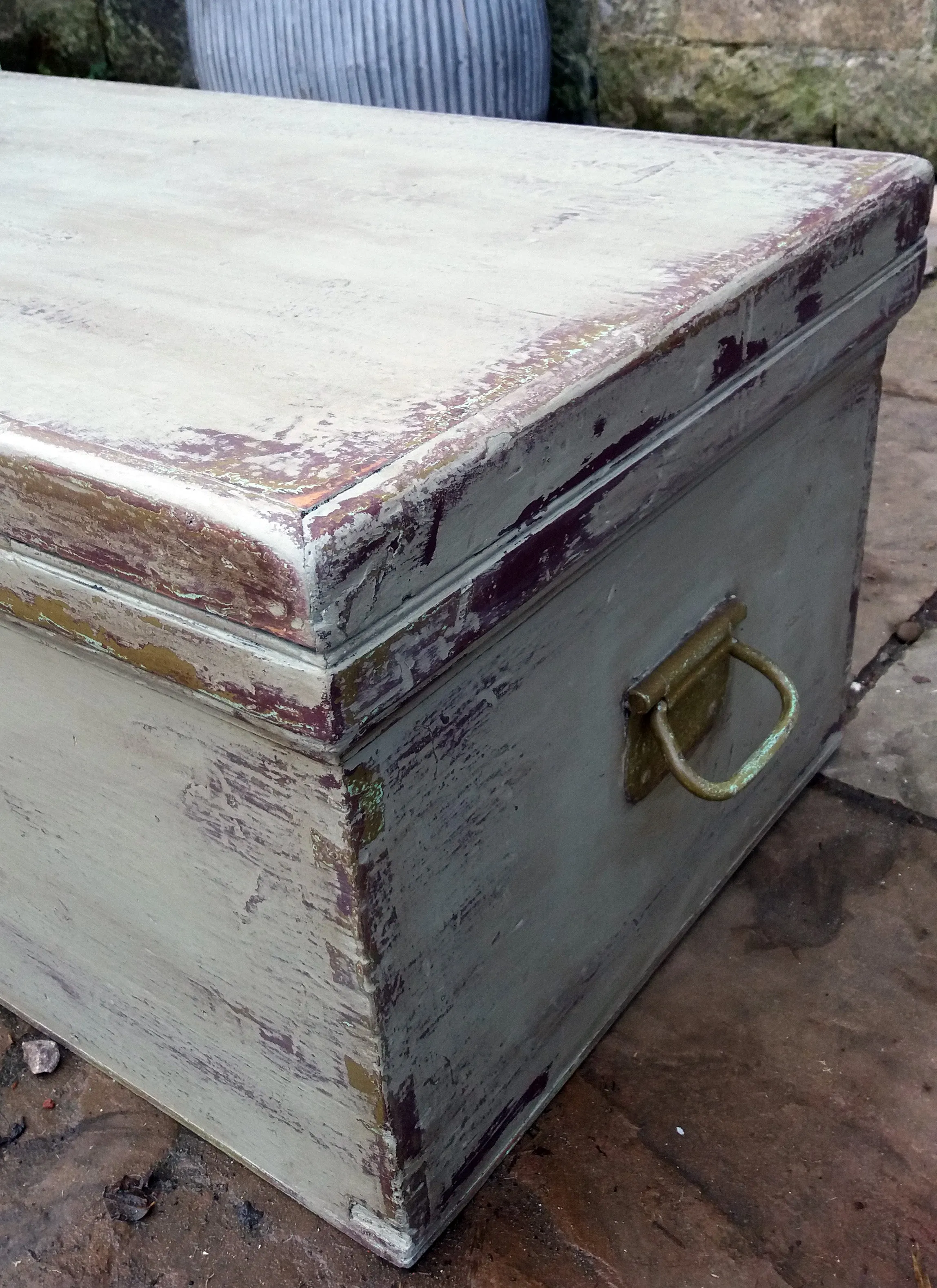 Vintage painted wooden chest trunk coffee table