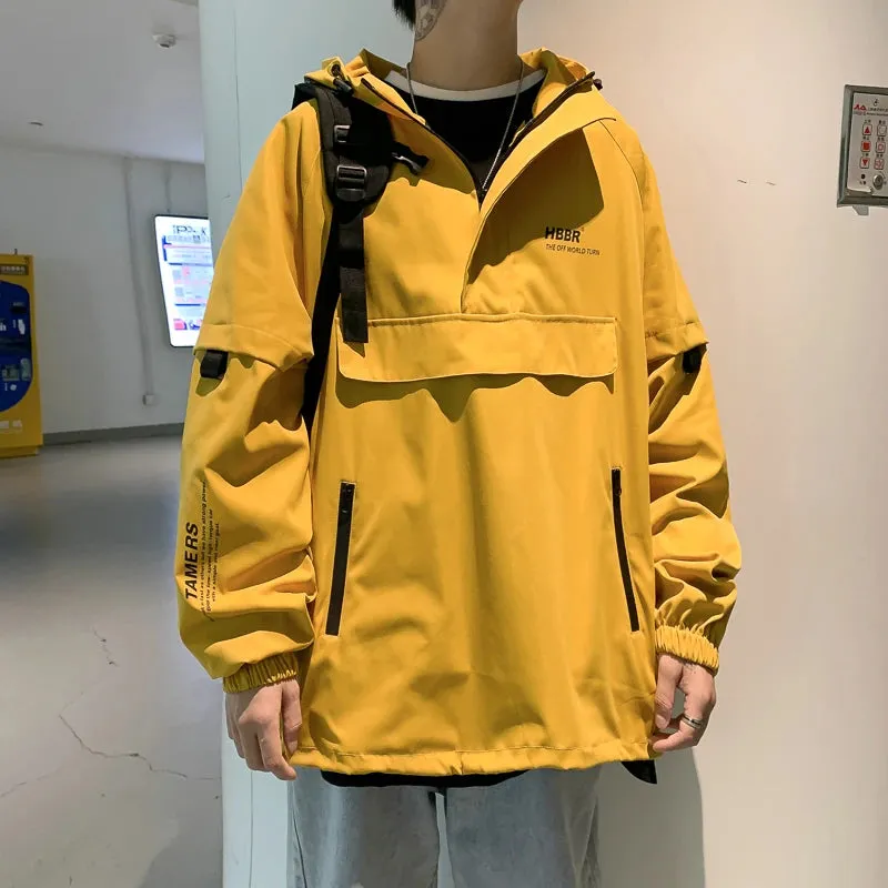 Wiaofellas  -  New Autumn Streetwear Men Jackets Zipper Up Jacket Windbreaker Harajuku Thin Coats Loose Harajuku Oversized Outwear