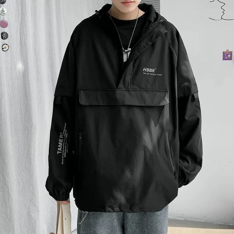 Wiaofellas  -  New Autumn Streetwear Men Jackets Zipper Up Jacket Windbreaker Harajuku Thin Coats Loose Harajuku Oversized Outwear