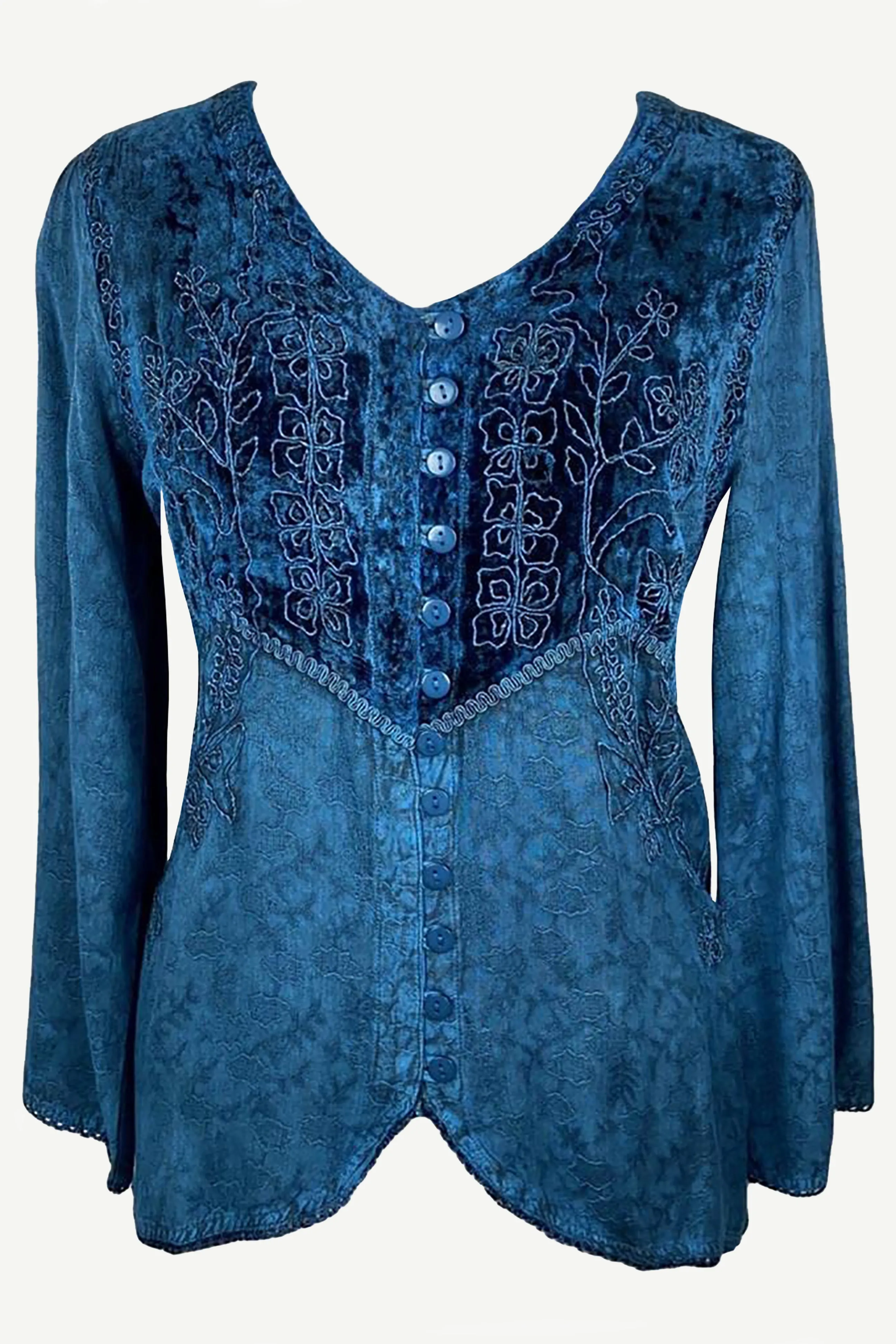 Women's Bohemian Exotic Embroidered Long Sleeve Tunic Blouse ~ 601B
