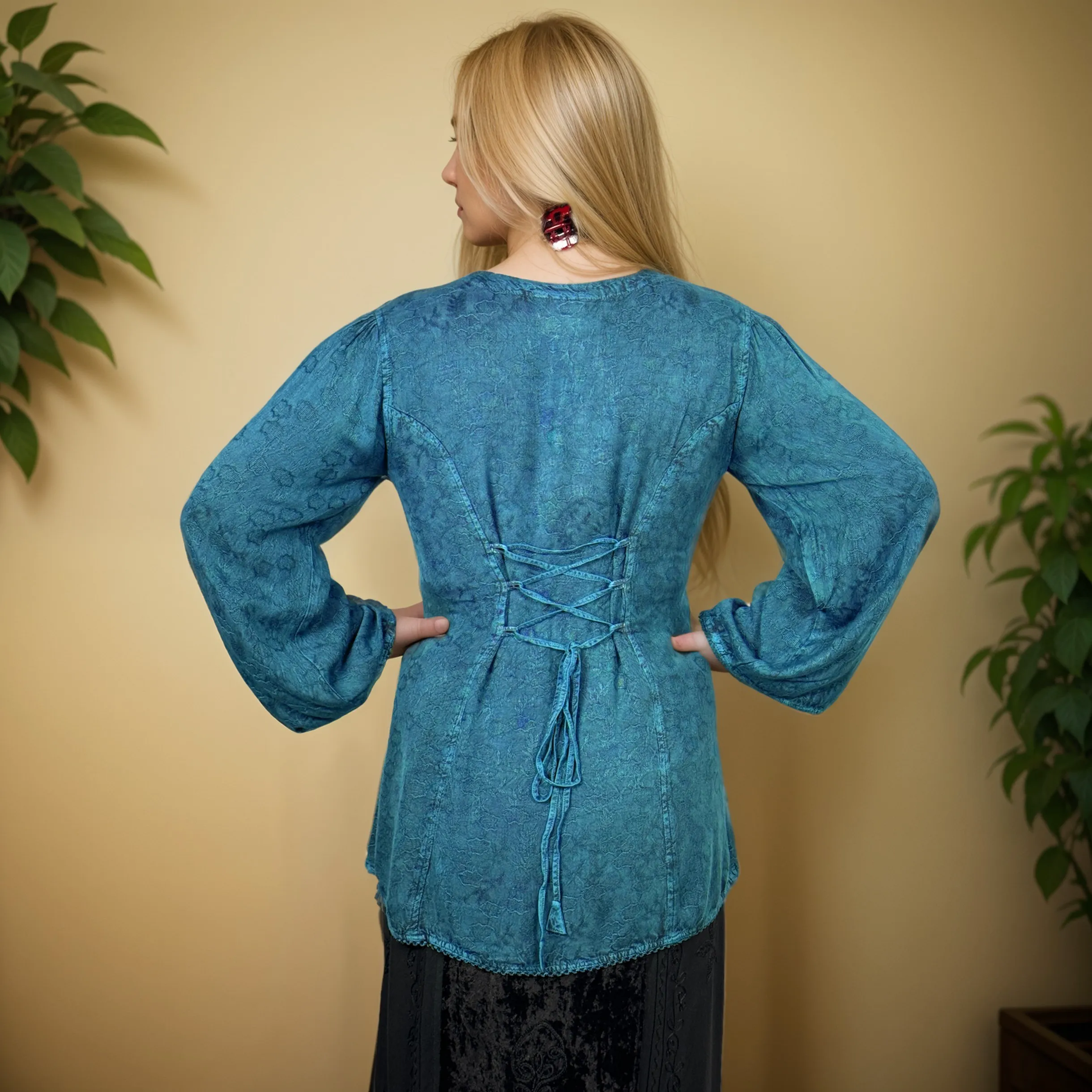 Women's Bohemian Exotic Embroidered Long Sleeve Tunic Blouse ~ 601B