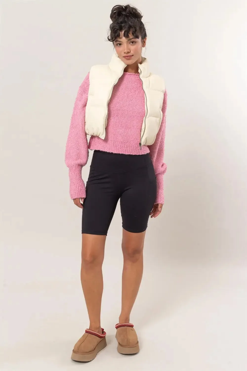 Zip Up Cropped Puffer Vest