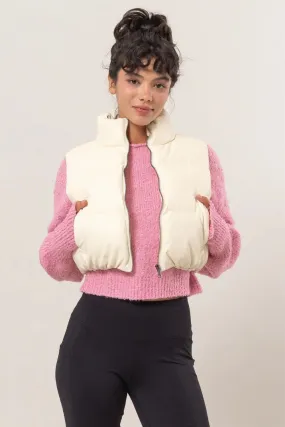 Zip Up Cropped Puffer Vest