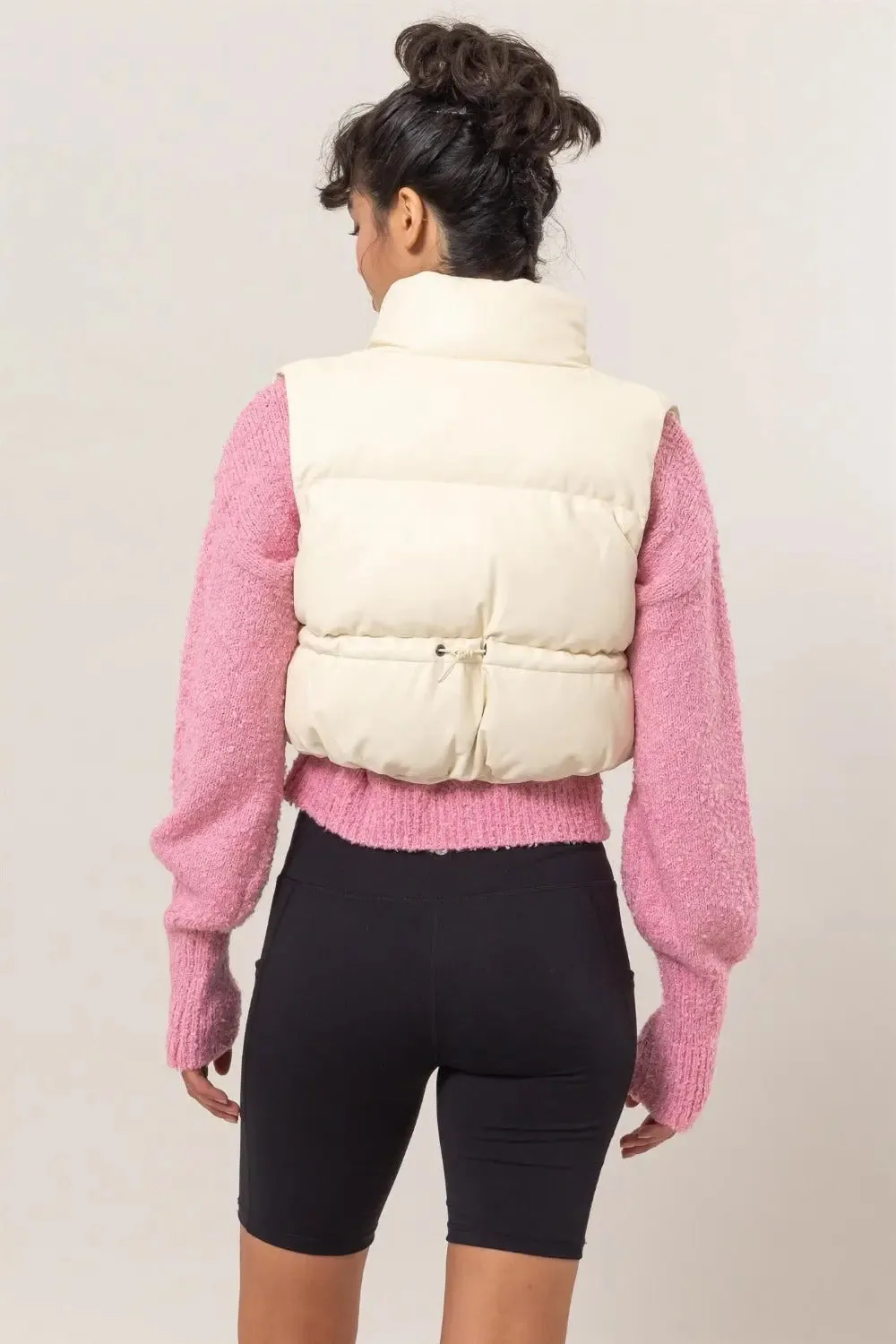 Zip Up Cropped Puffer Vest